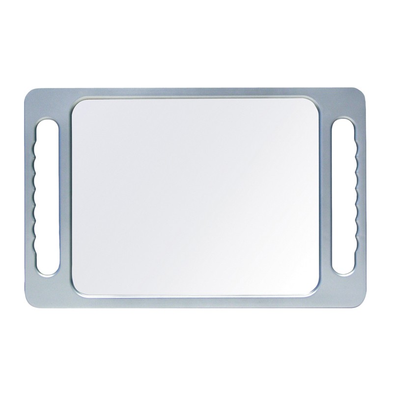 Miroir coiffure avec poignees argent 40x26cm